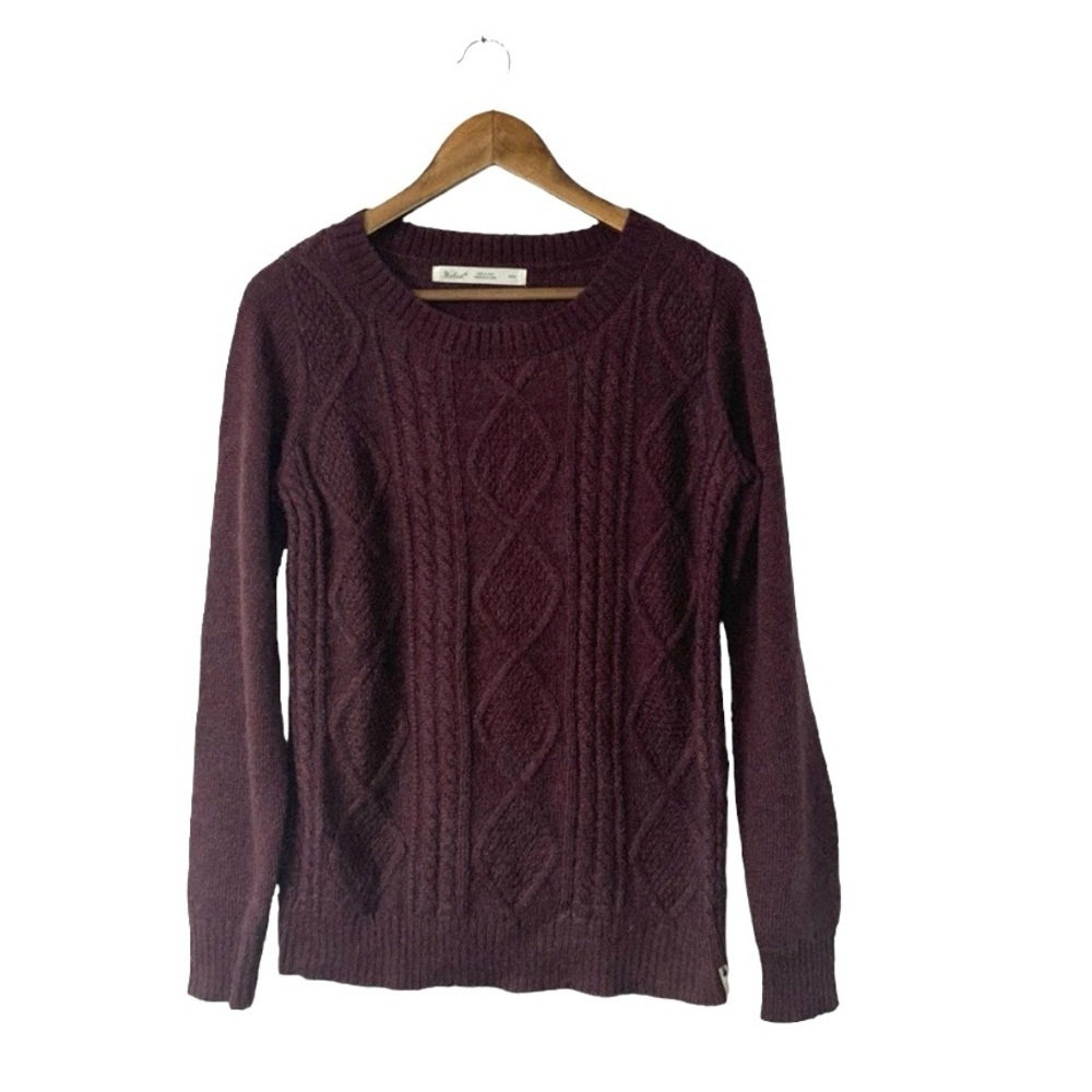 Woolwich Wool Knit Sweater Purple Cableknit Fall Trendy Warm Cozy Size Medium